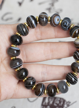 天然缠丝玛瑙算盘珠手链