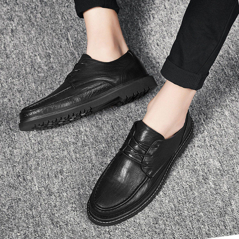 冬季英伦风黑色小皮鞋男系带百搭西装加绒男士正装商务休闲鞋青年,淘宝优惠券,粉丝福利购,淘宝优惠卷