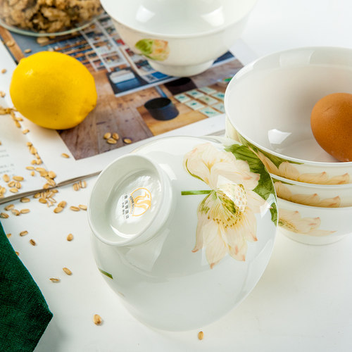 唐山骨瓷餐具5英寸碗高底足米饭碗陶瓷碗高足碗高脚碗不烫手汤碗 - 图0