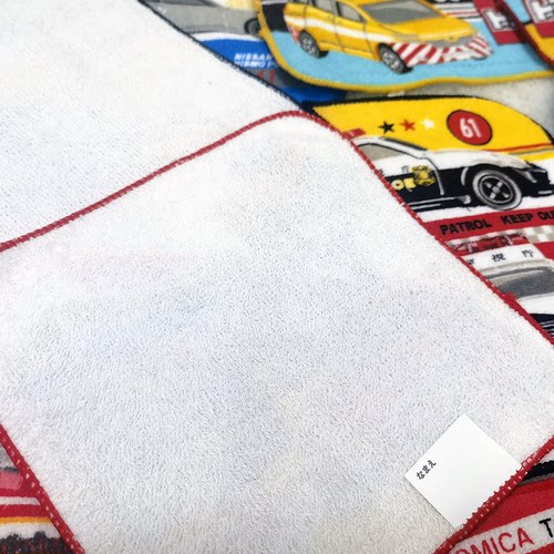 16x16cm汽车工程挖掘机多没卡男孩幼儿纯全棉儿童毛巾擦嘴小方巾 - 图1