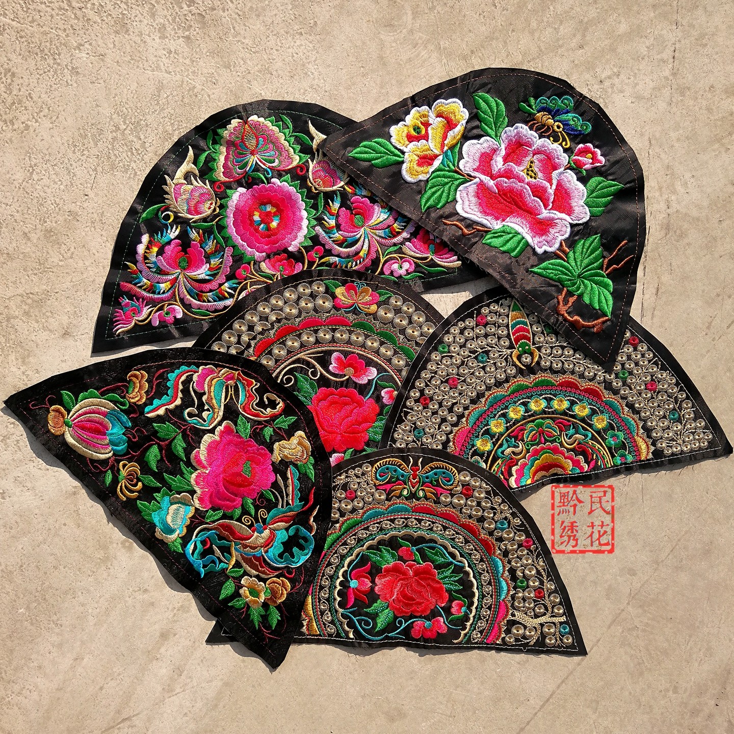 爆款苗绣刺绣成品机绣绣片半圆形绣花贴片民族风服装补丁贴花辅料,淘宝优惠券,粉丝福利购,淘宝优惠卷