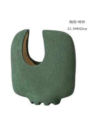 现代简约抽象不规则凹凸艺术涂鸦彩色粗陶罐子陶瓷摆件装饰工艺品