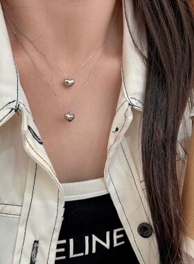 s925纯银小众设计简约爱心项链女