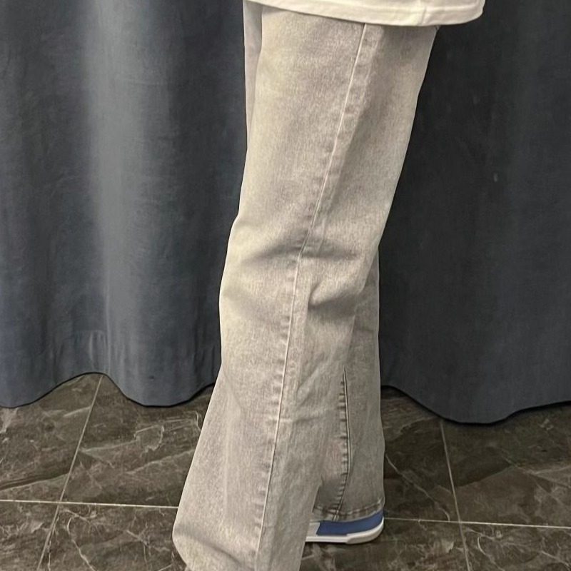 中大童美式高街百搭显瘦牛仔裤休闲潮ins直筒黑色烟灰色裤子男女,淘宝优惠券,粉丝福利购,淘宝优惠卷