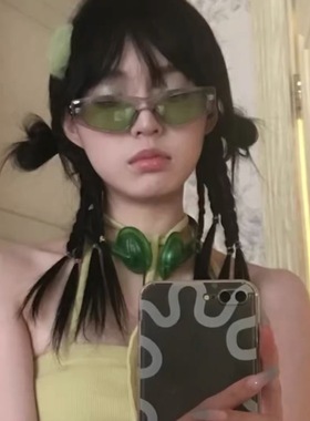 装酷一下/绿色灰框墨镜女高级感ins大脸圆脸显瘦搭配y2k太阳镜男
