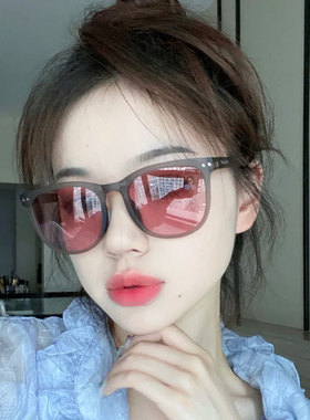 粉红色可爱少女大框眼镜