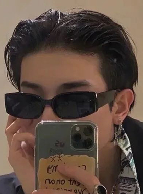 美伢蹦迪复古长方形嘻哈情侣墨镜