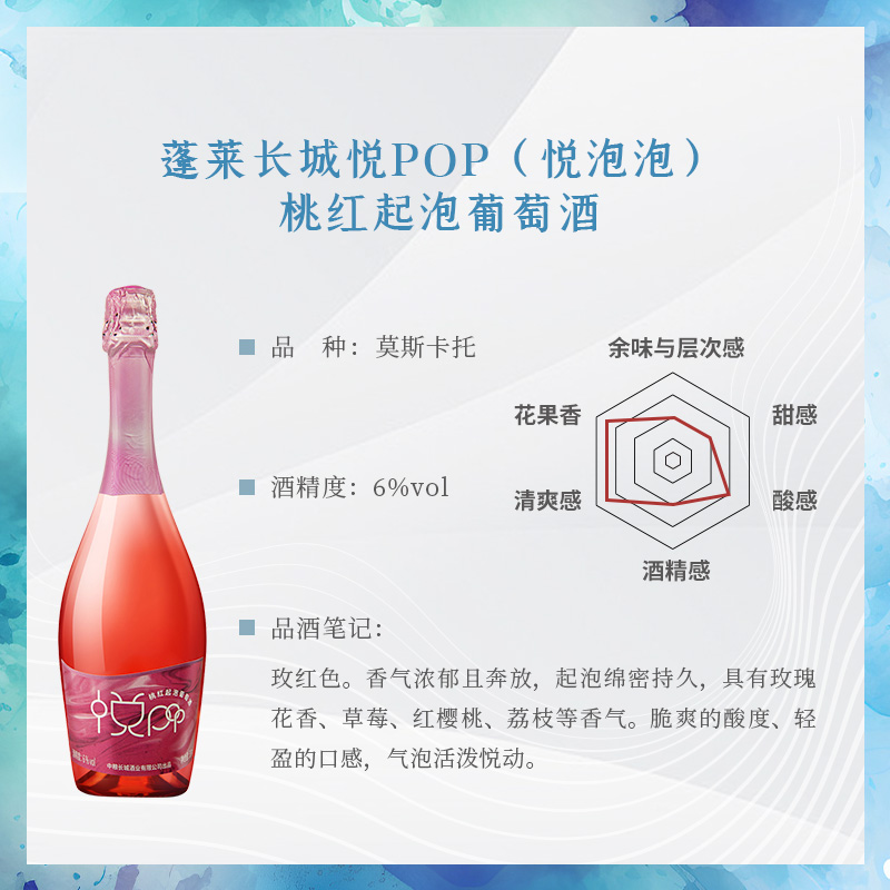 中粮长城蓬莱悦pop（悦泡泡）桃红起泡葡萄酒6支装 - 图2