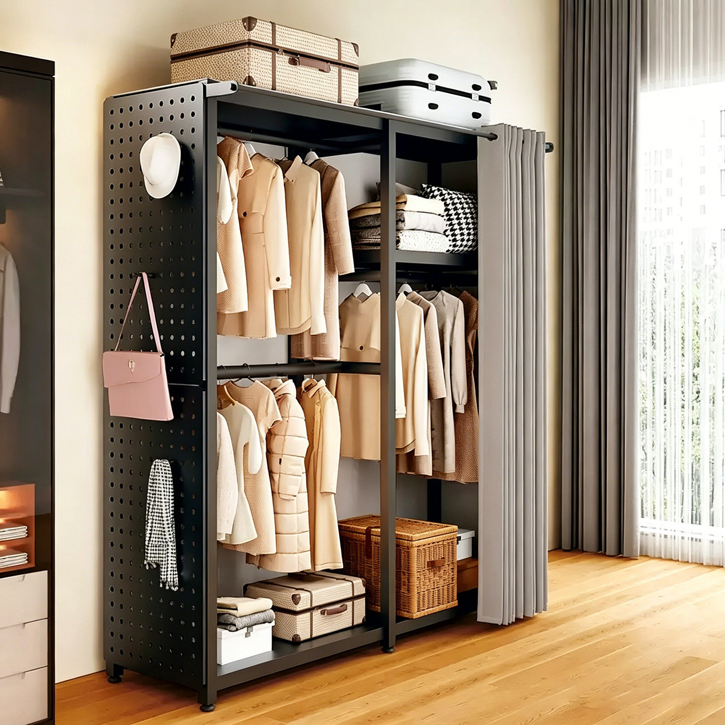 New hole board wardrobe front and rear dustproof