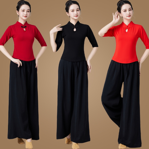 优雅中袖古典莫代尔跳舞衣现代舞蹈练功服广场舞服装新品款套装女 - 图0