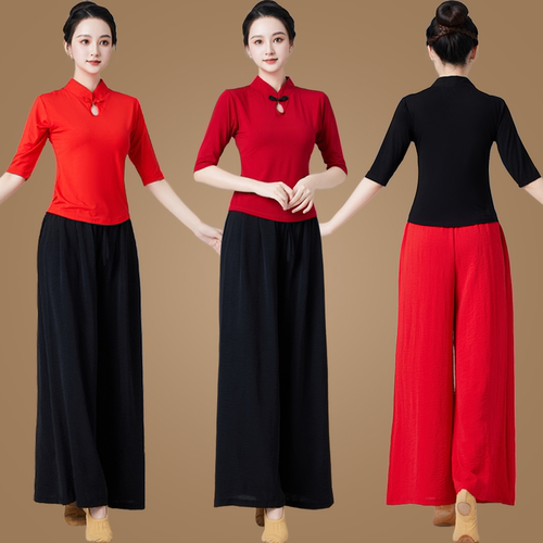 优雅中袖古典莫代尔跳舞衣现代舞蹈练功服广场舞服装新品款套装女 - 图2