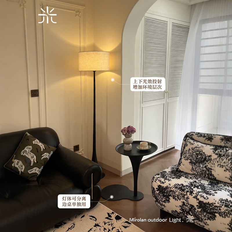 米罗兰中古落地灯卧室客厅沙发旁边高级感立式边几置物架一体灯,淘宝优惠券,粉丝福利购,淘宝优惠卷