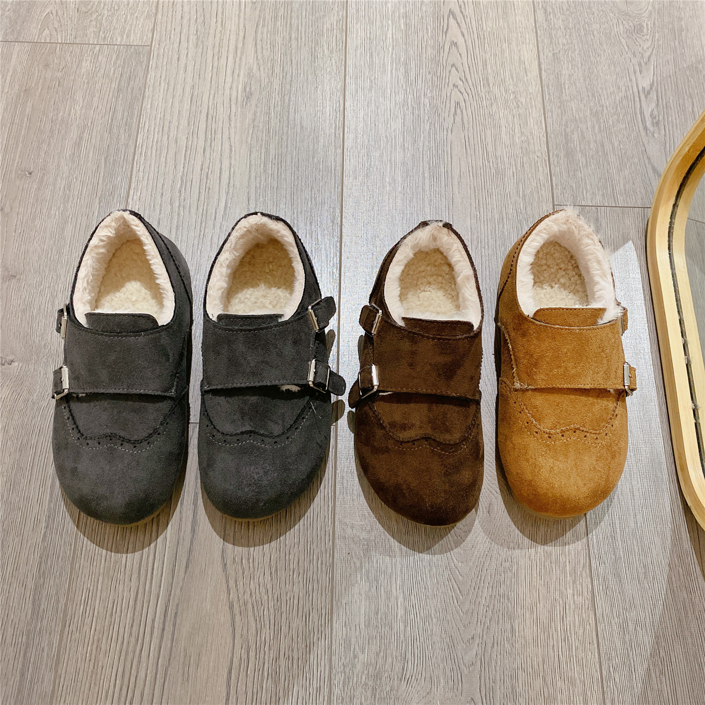 复古毛毛鞋保暖厚底勃肯鞋女2025冬季新款韩版加绒内增高单鞋棉鞋 - 图0