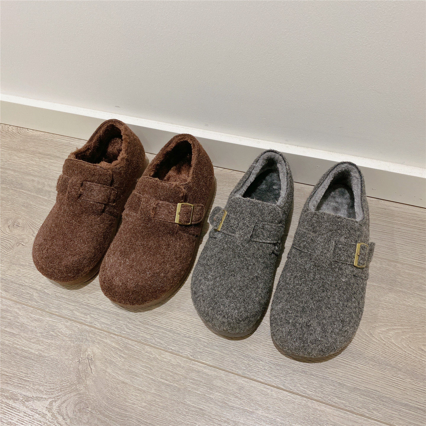 复古勃肯鞋毛毛鞋英伦风百搭单鞋女乐福鞋2025冬季新款加绒棉鞋女,淘宝优惠券,粉丝福利购,淘宝优惠卷