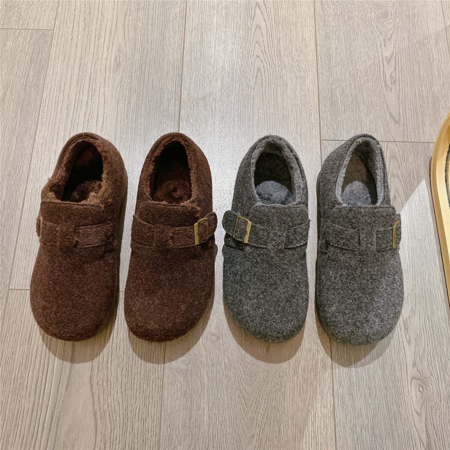 复古勃肯鞋毛毛鞋英伦风百搭单鞋女乐福鞋2025冬季新款加绒棉鞋女,淘宝优惠券,粉丝福利购,淘宝优惠卷