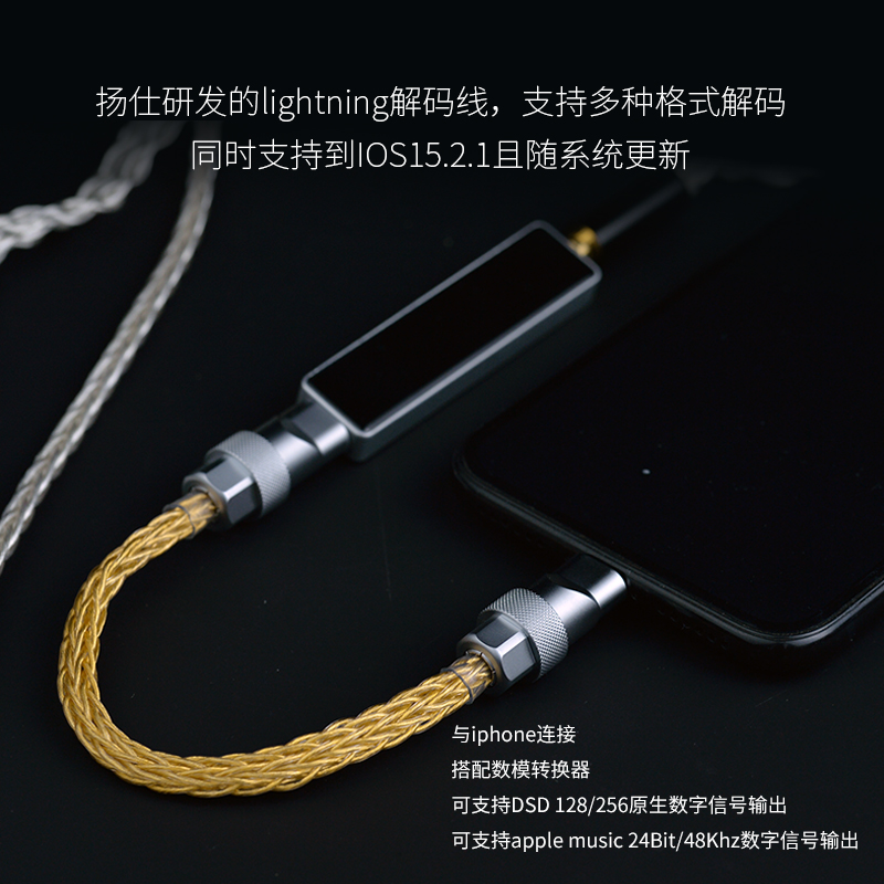 扬仕 iPhone13 lightning Typec乐彼W2 S2手机小尾巴USB解码线-图2