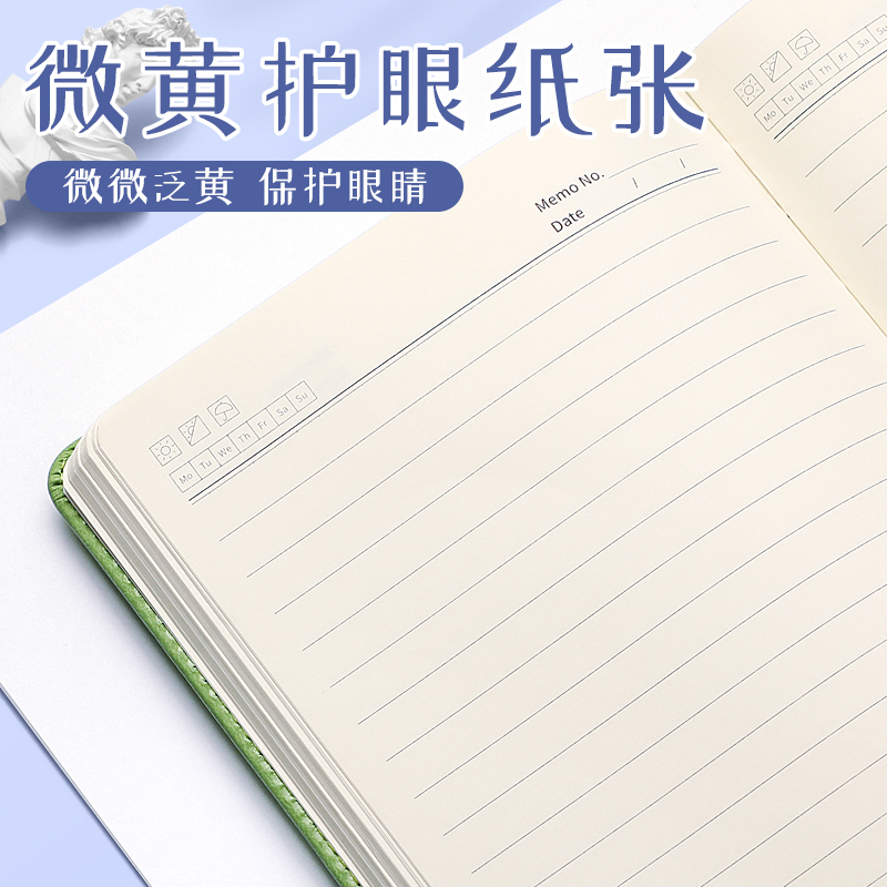 笔记本软皮本子大号卡通压印记事本简约大学生手帐商务A5日记本A6文艺款ins风精致加厚商用办公会议记录创意