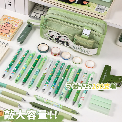 卡皮巴拉大容量5层多功能笔袋2026新款女生文具袋文具盒男孩版简约风耐脏高颜值小学生儿童帆布铅笔盒初中生 - 图3