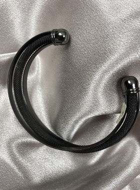 欧美外贸饰品首饰配饰铜打标抛光枪黑色开口手镯