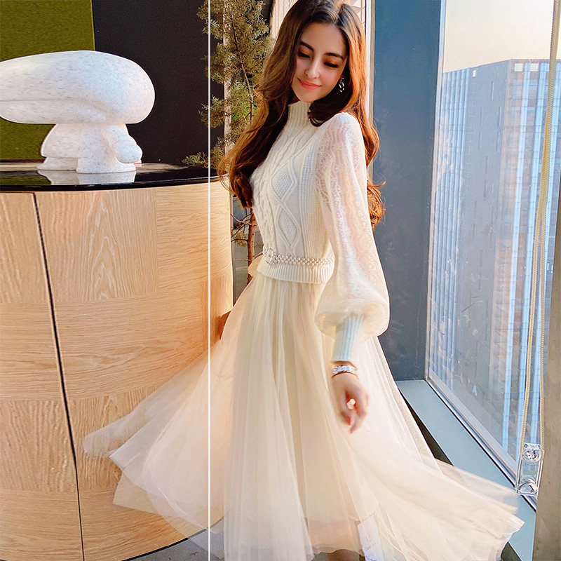 粉红大布娃娃气质甜美针织春连衣裙 粉红大布娃娃连衣裙