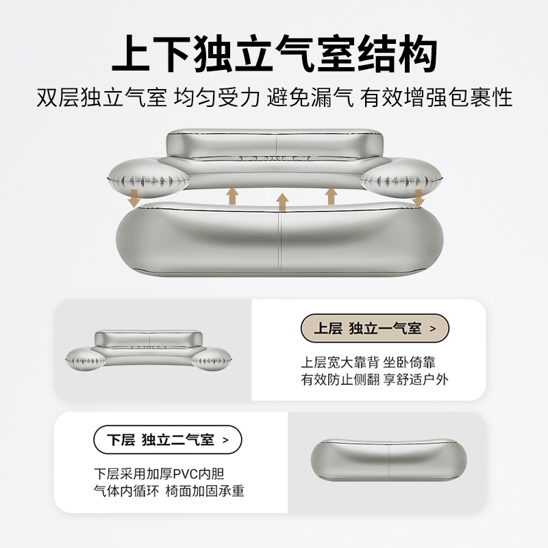 KingCamp户外双人充气沙发露营休闲折叠便携式懒人自动充气沙发