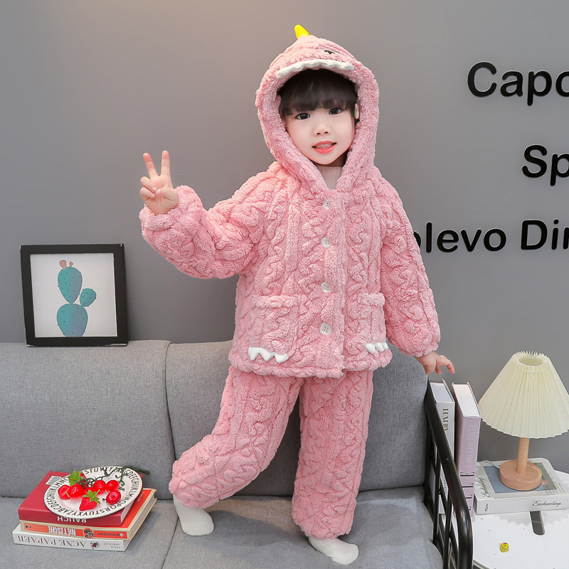 女童冬季加厚睡衣套装小童宝宝三层夹棉儿童冬款珊瑚绒加绒家居服,淘宝优惠券,粉丝福利购,淘宝优惠卷