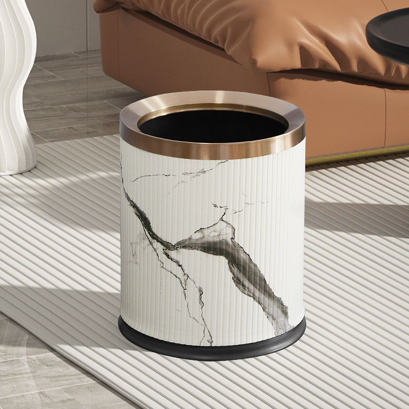 双层垃圾桶无盖家用客厅厨房卧室卫生间新中式轻奢高档高颜值纸篓 - 图0