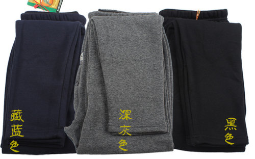 秋冬纯棉男士保暖裤加厚加绒弹力内裤中老年大码加长护膝双层绒裤 - 图0