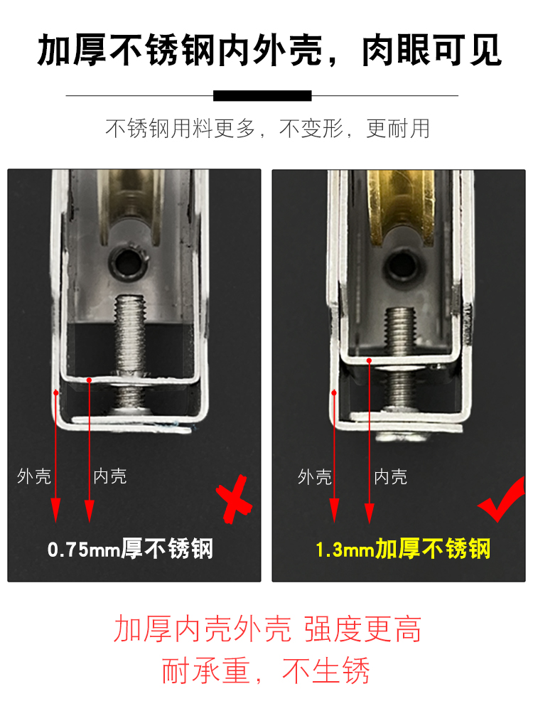 2个装春塑不锈钢90型铝合金门窗滑轮老式玻璃窗户滚珠轴承铜轮子-图0