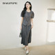 Bagpipe 2025 Autumn New Round Neck French Temperament Shirt Women's Fashionable and Versatile Slim Short-Sleeved Tops for Women Commuting