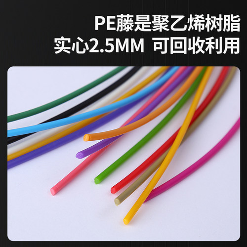 圆仿藤条手工编织带DIY篮筐椅子塑料实心绳线材彩色PE家具修补条 - 图1