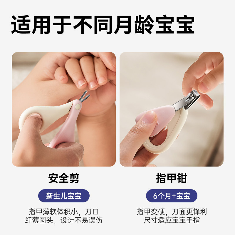 小白熊婴儿指甲剪新生宝宝专用指甲刀钳锉套装安全防夹肉儿童磨甲