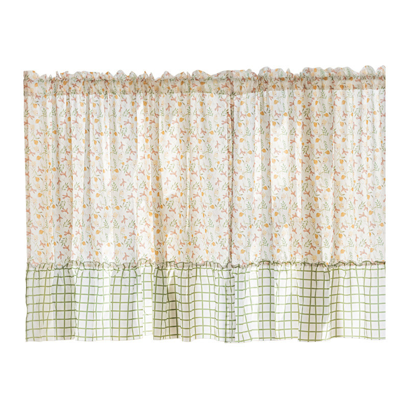 莫奈花园穿杆短帘田园咖啡帘复古碎花雪纺半帘装饰帘隔断遮挡门帘,淘宝优惠券,粉丝福利购,淘宝优惠卷