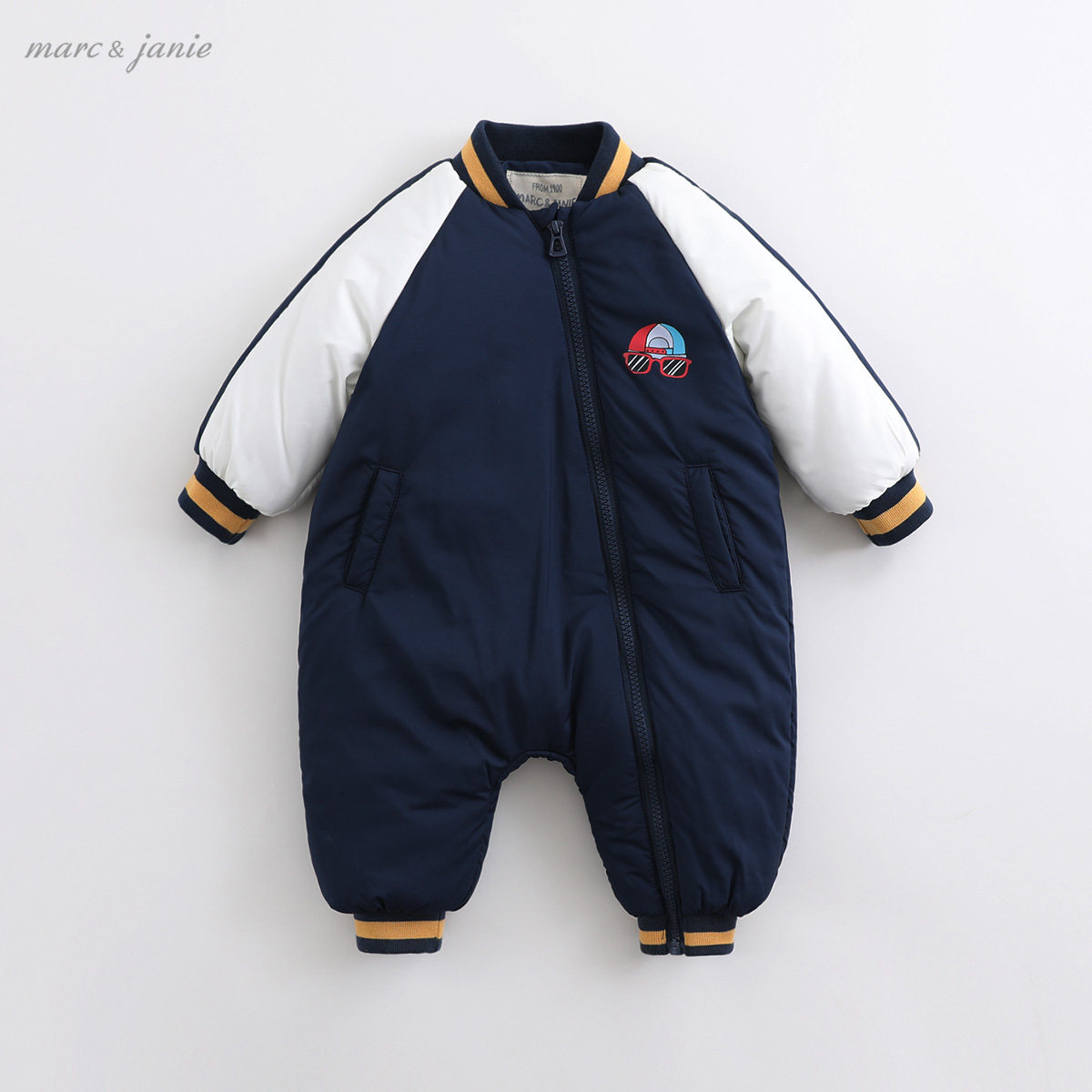 马克珍妮冬装男女宝宝棒球棉连体衣 marcjanie连身衣/爬服/哈衣