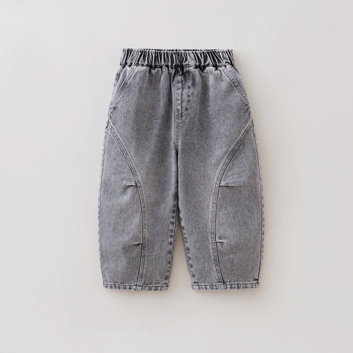 马克珍妮挺括有型男女童牛仔弯刀裤宝宝裤子2026年春装新款560035 - 图1