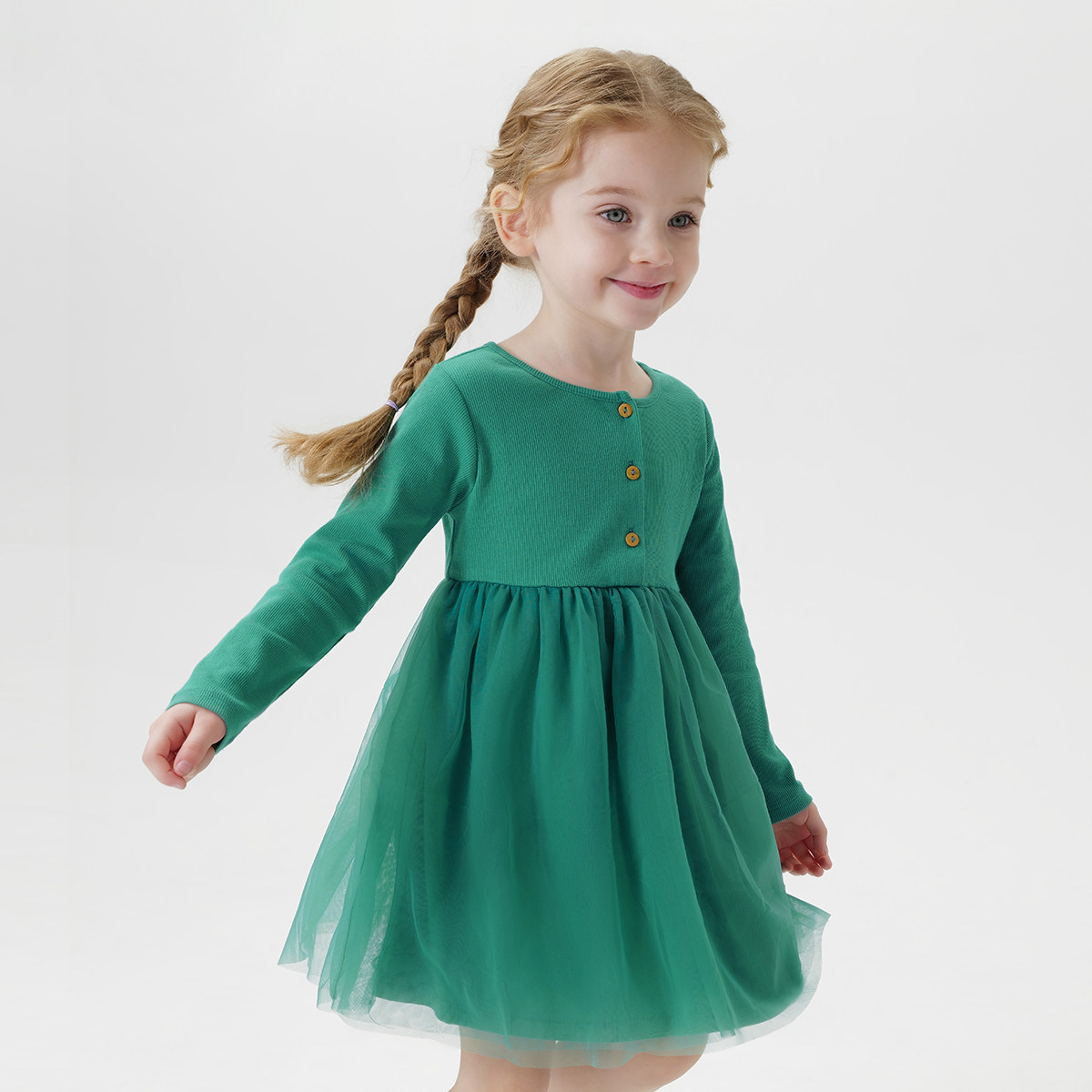 马克珍妮女童针织网纱拼接连衣裙 儿童裙子2025春秋装童装550919,淘宝优惠券,粉丝福利购,淘宝优惠卷