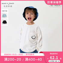 Mark Jenny autumn dress 2023 new boy smiley face pocket pure cotton long sleeve T-shirt child blouse 231812