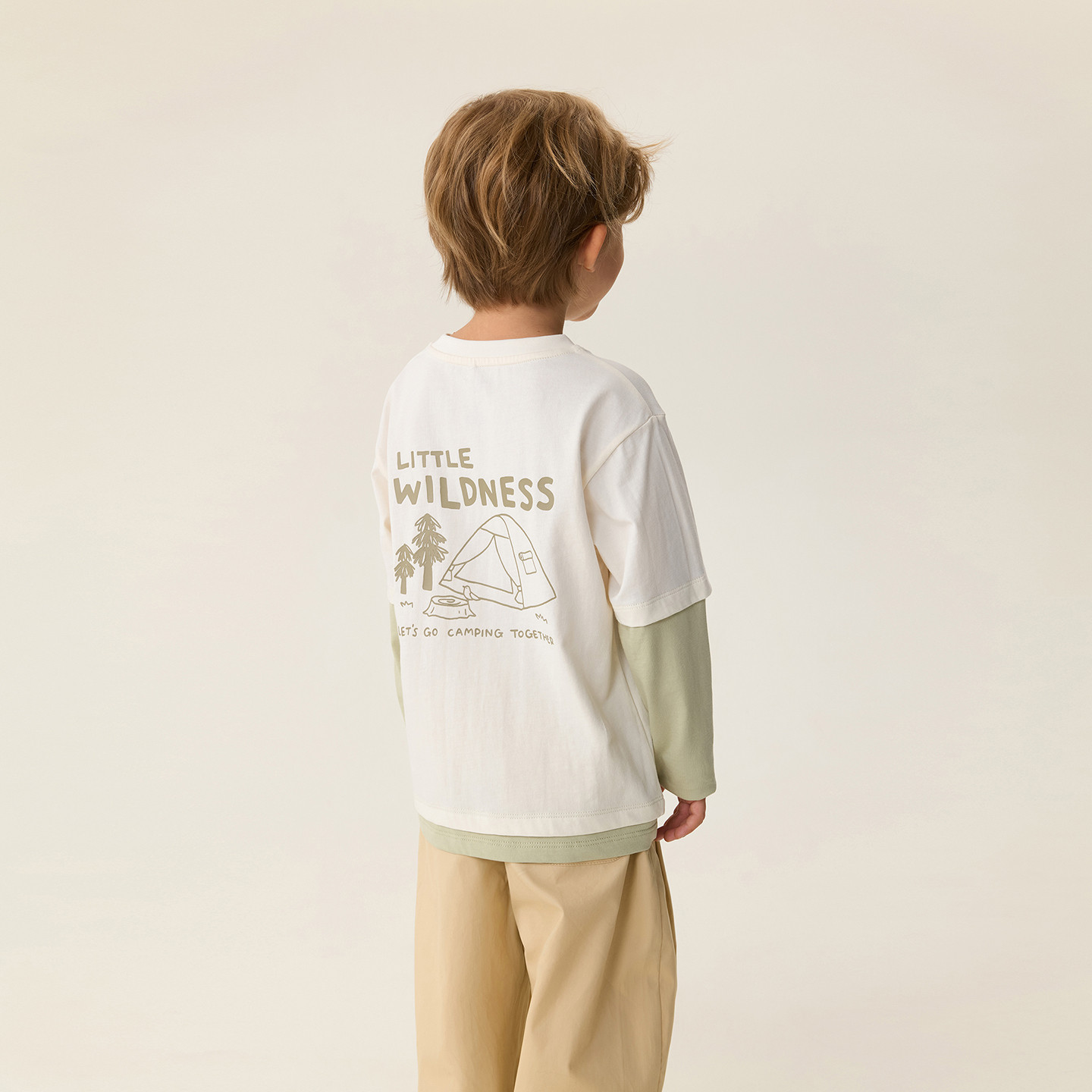 【所有女生直播间】马克珍妮户外露营男童纯棉假两件T恤 宝宝上衣