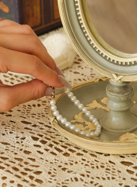 树脂雕花椭圆形镜子装饰摆件