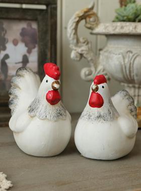 红陶摆件农场风童趣氛围感装饰小鸡一对