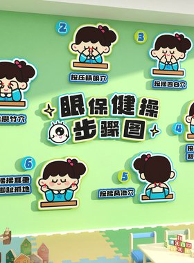 幼儿园墙面贴成品预防控近视爱护眼保健操黑板报宣传海报文化形象