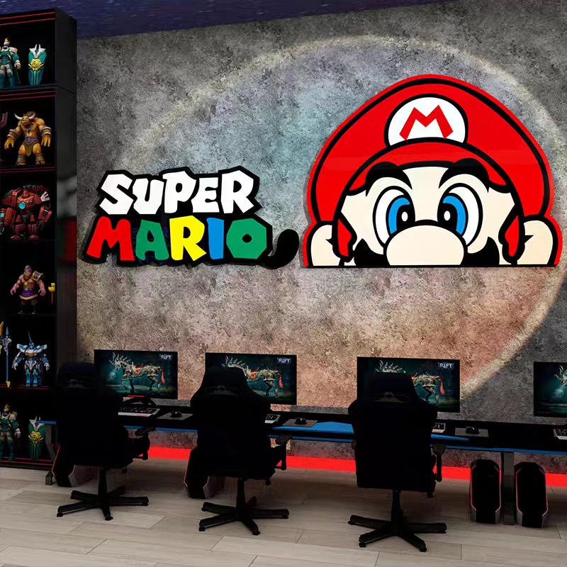 超级马里奥墙贴纸电竞游戏房间布置网吧装饰海报背景板挂画3d立体,淘宝优惠券,粉丝福利购,淘宝优惠卷