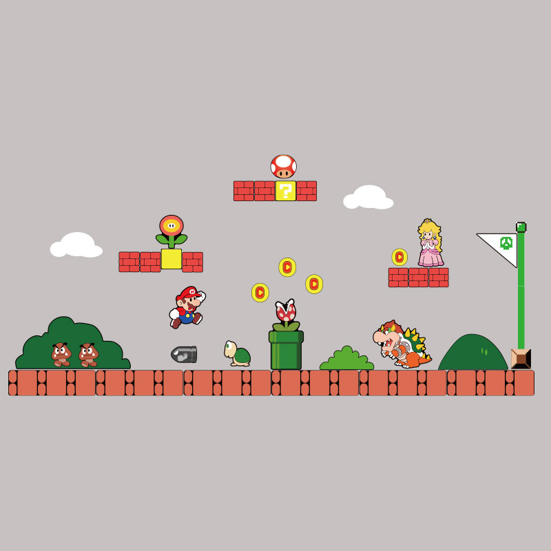 超级马里奥墙贴纸电竞游戏房间布置网吧装饰海报背景板挂画3d立体,淘宝优惠券,粉丝福利购,淘宝优惠卷