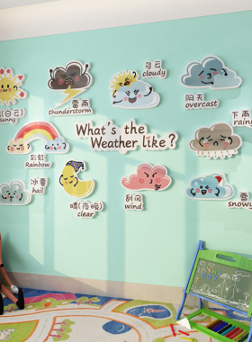 幼儿园墙教室儿童天气预报楼梯