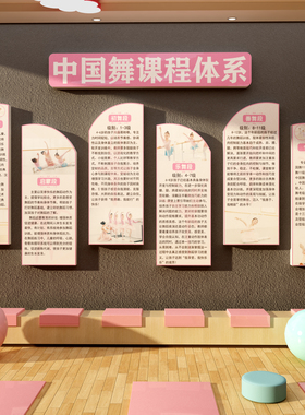 舞蹈班教室房布置装饰课程体系墙面贴挂画机构文化氛围展示背景图