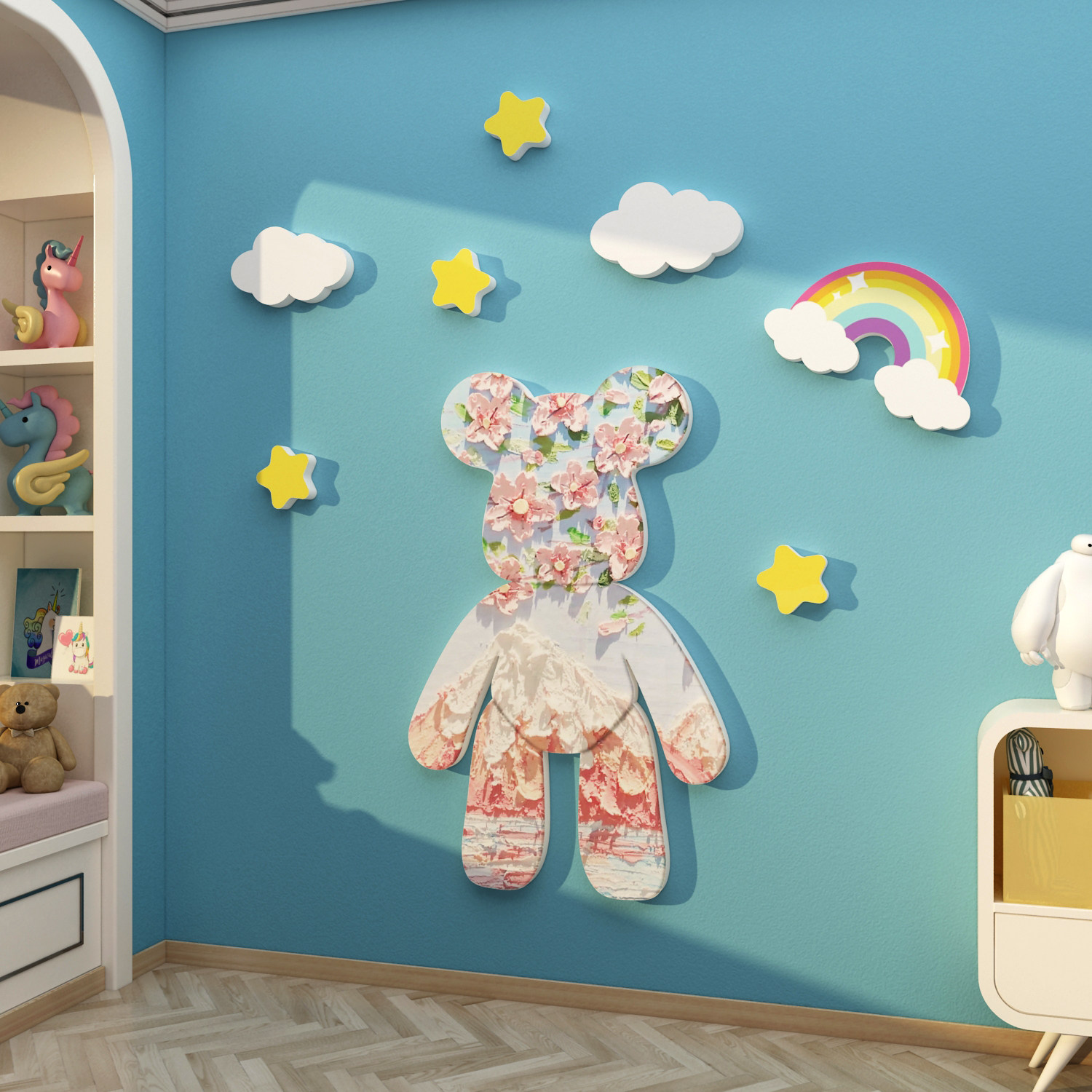 儿童房间布置装饰公主床头画女孩卧室墙面用品云朵3d立体亚克力贴,淘宝优惠券,粉丝福利购,淘宝优惠卷