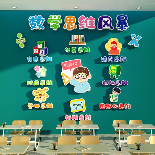 数学思维班级教室育机构文化布置墙贴纸黑板装饰小学氛围励志标语 - 图2