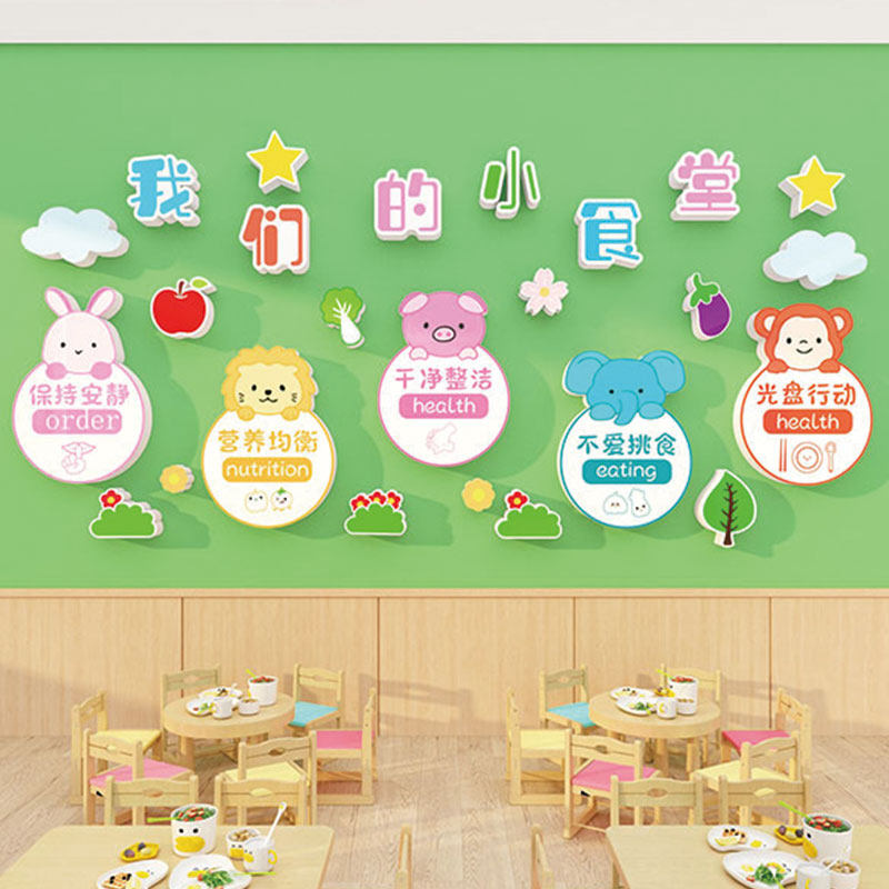 幼儿园食堂小饭桌厨房文化午托管班节约粮餐厅食育环创主题墙装饰,淘宝优惠券,粉丝福利购,淘宝优惠卷