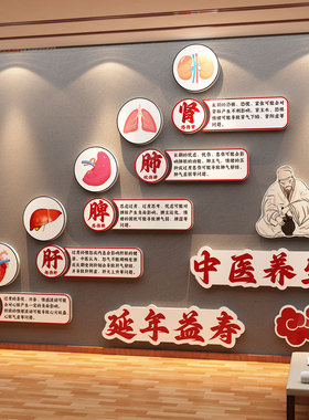 养生店装饰挂画中医艾灸馆文化形象氛围布置美容院背景墙面高级感