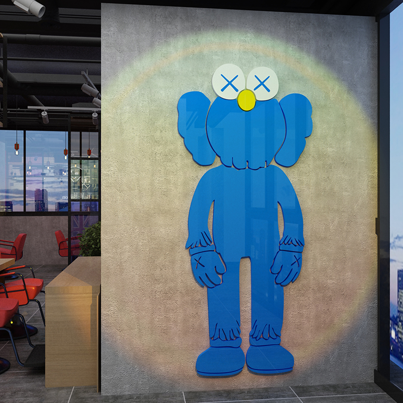 网红理发店墙面装饰品美发廊背景创意形象墙贴纸暴力熊工业风挂画 - 图1